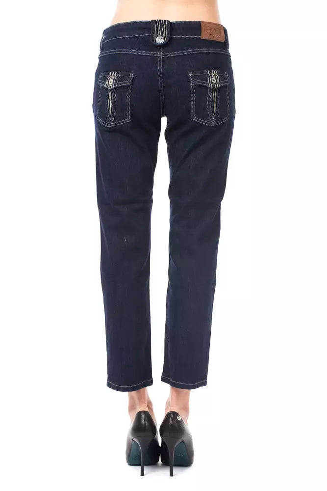 Blaue Capri-Jeans aus Baumwolle für Damen