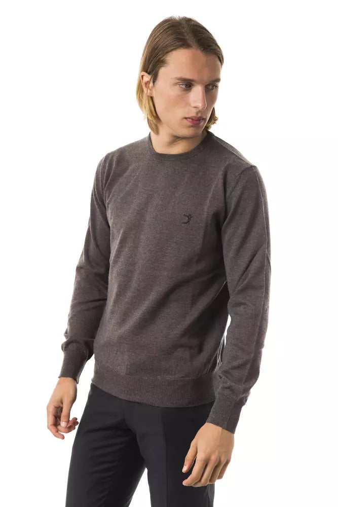 Gray Merino Wool Men Sweater