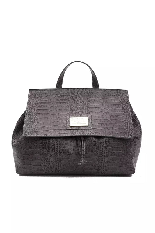 Bolso de mano de piel gris para mujer