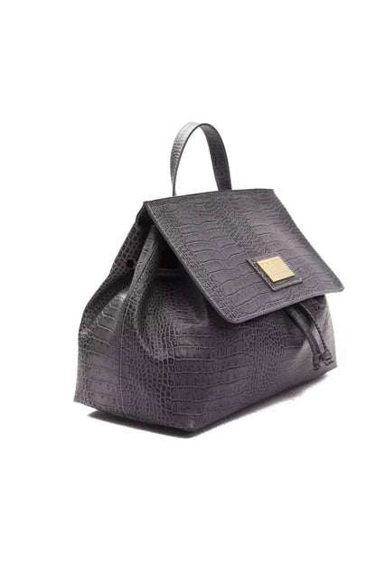 Bolso de mano de piel gris para mujer