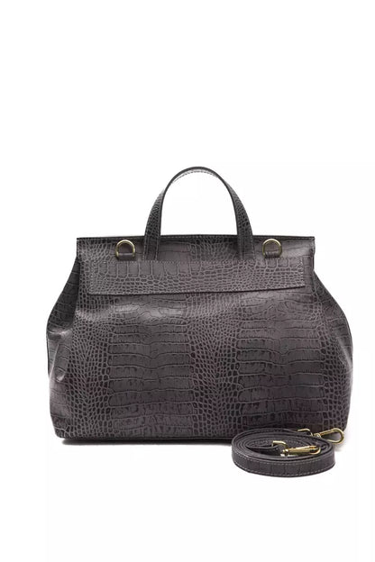 Bolso de mano de piel gris para mujer