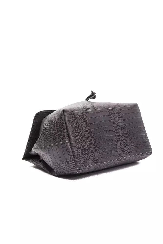 Bolso de mano de piel gris para mujer