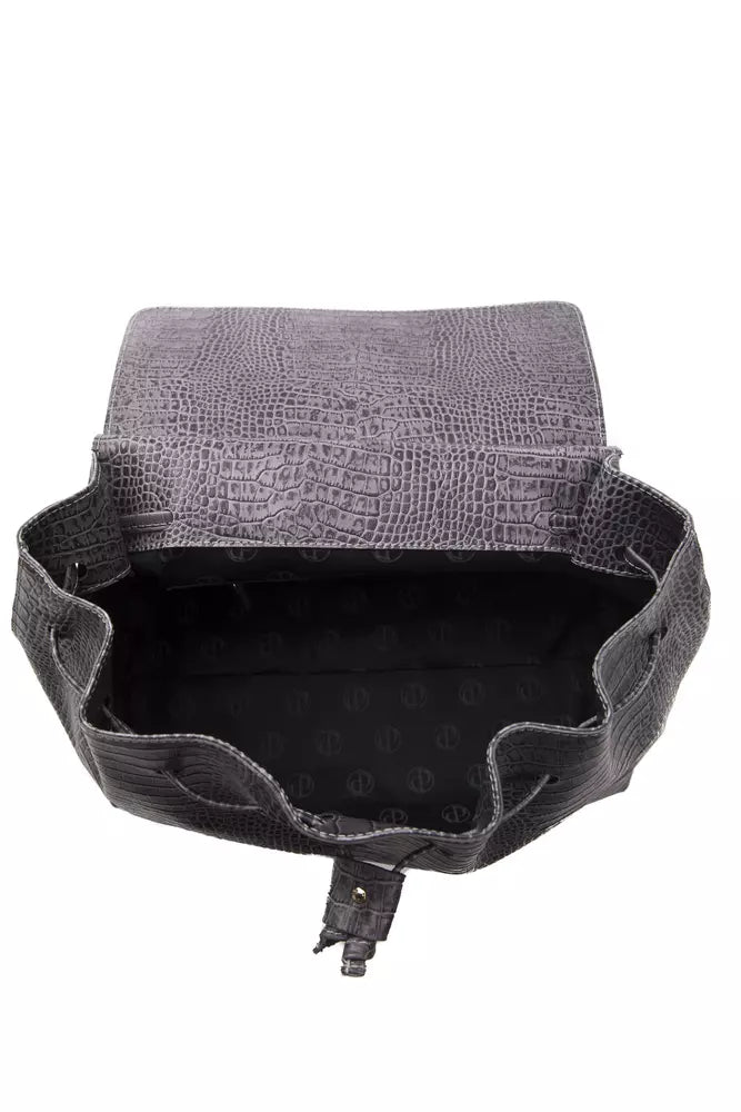 Bolso de mano de piel gris para mujer