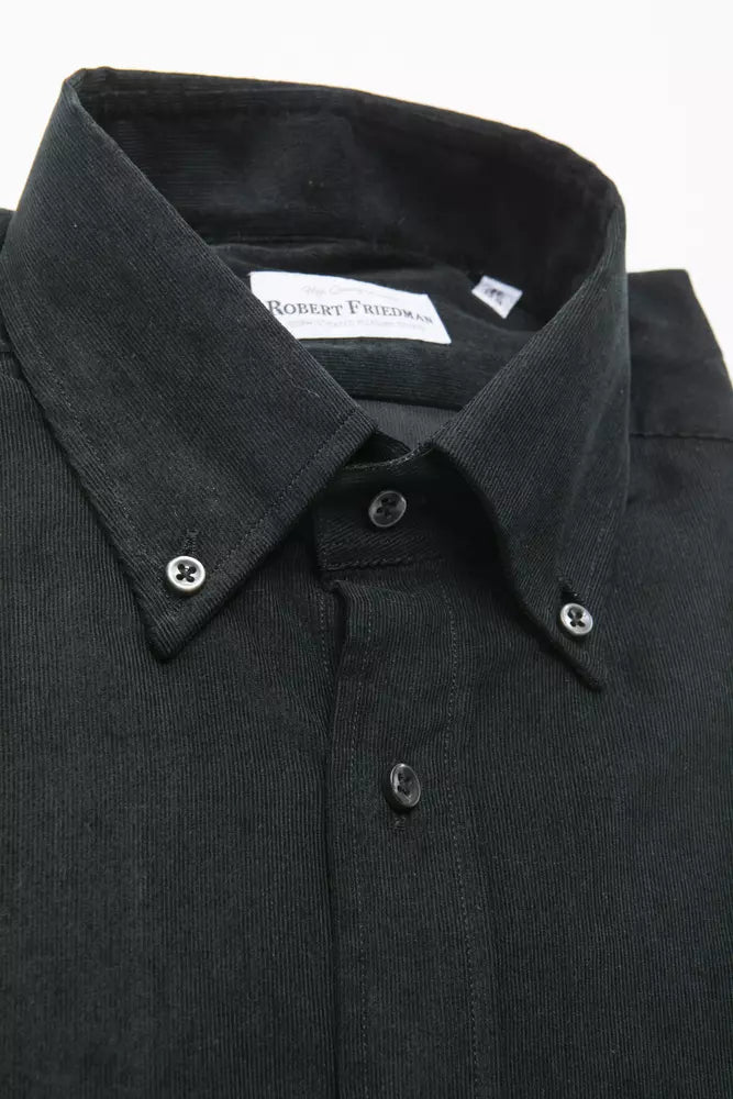 Camisa de algodón negra para hombre