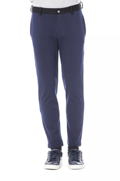 Blue Viscose Men Pant