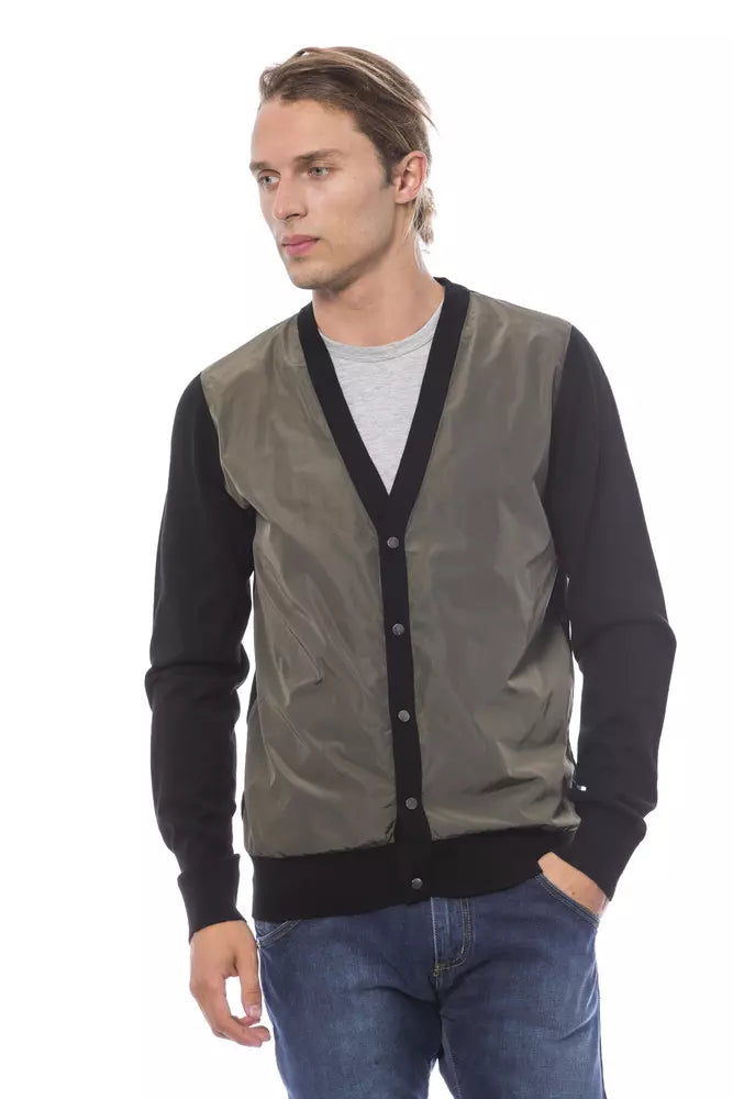 Multicolor Wool Mens Cardigan