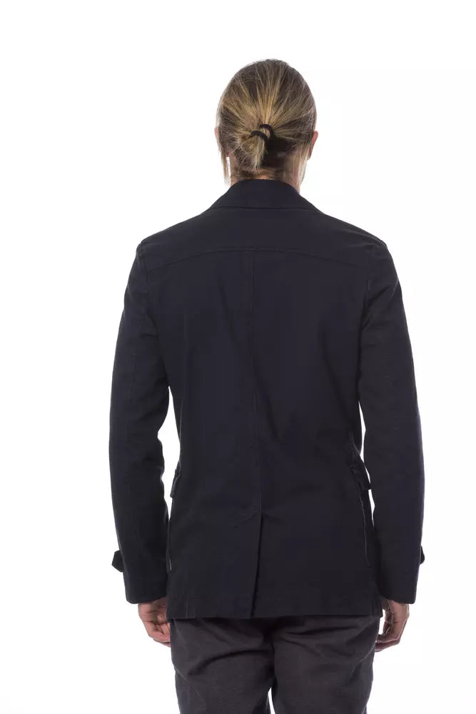 Elegante blazer azul cruzado