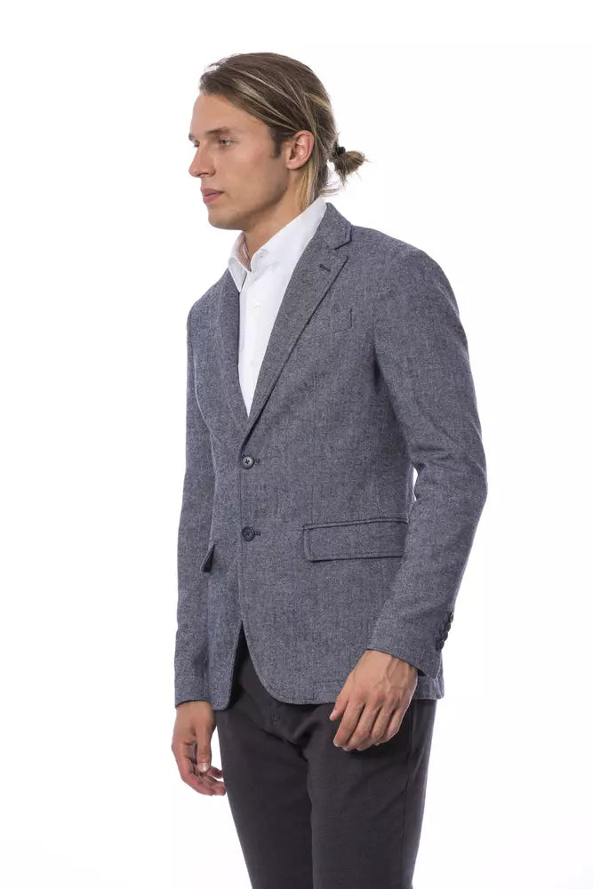 Blue Polyester Mens Blazer