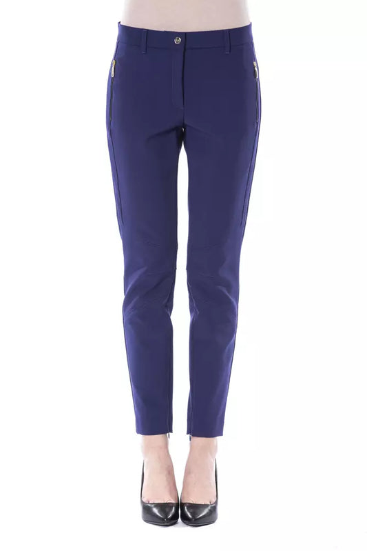Blaue Polyester Damenhose