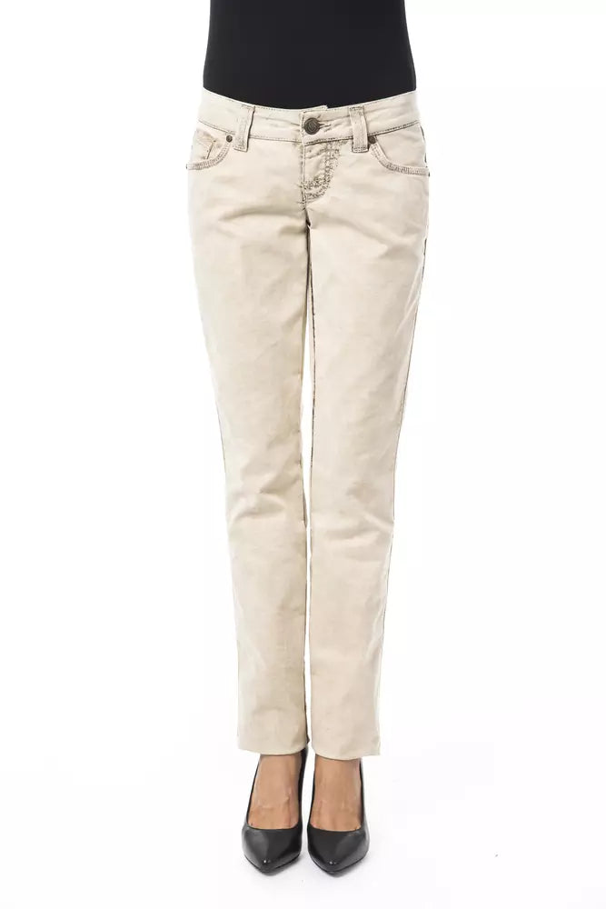 Beige Baumwolljeans für Damen