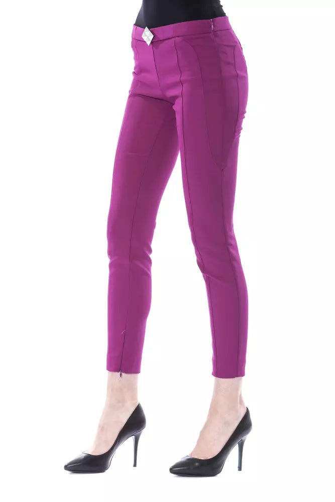 Purple Polyester Women Pants