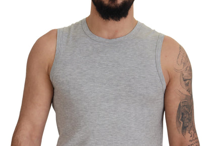 Camiseta elegante gris sin mangas con cuello redondo