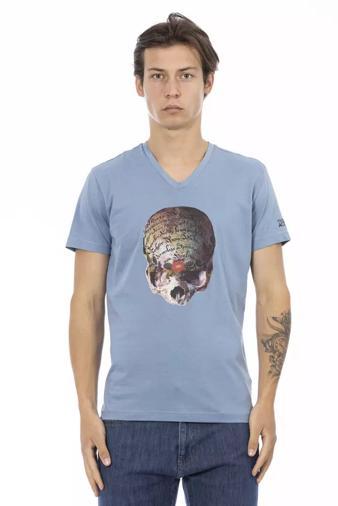 Camiseta de algodón azul claro para hombre