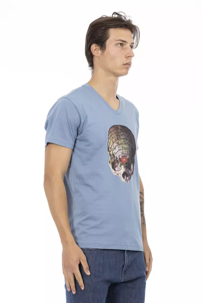 Camiseta de algodón azul claro para hombre