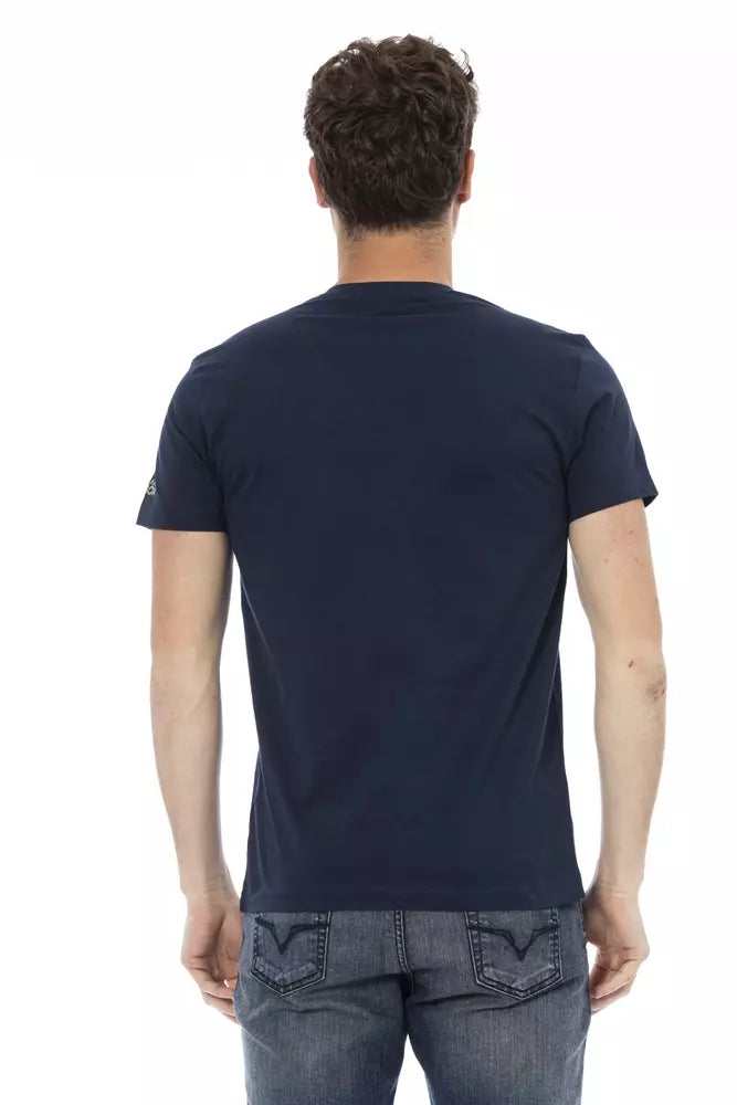 Camiseta de algodón azul para hombre