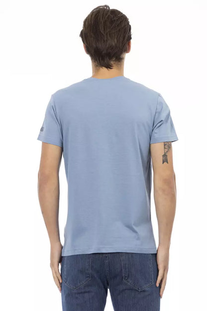 Camiseta de algodón azul claro para hombre