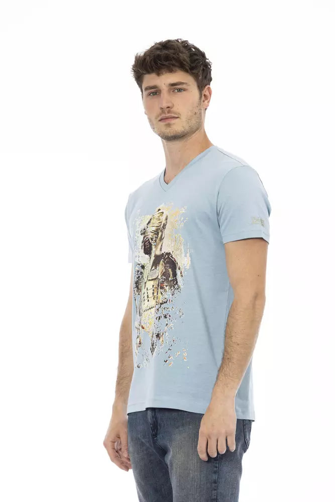 Hellblaues Herren-T-Shirt aus Baumwolle
