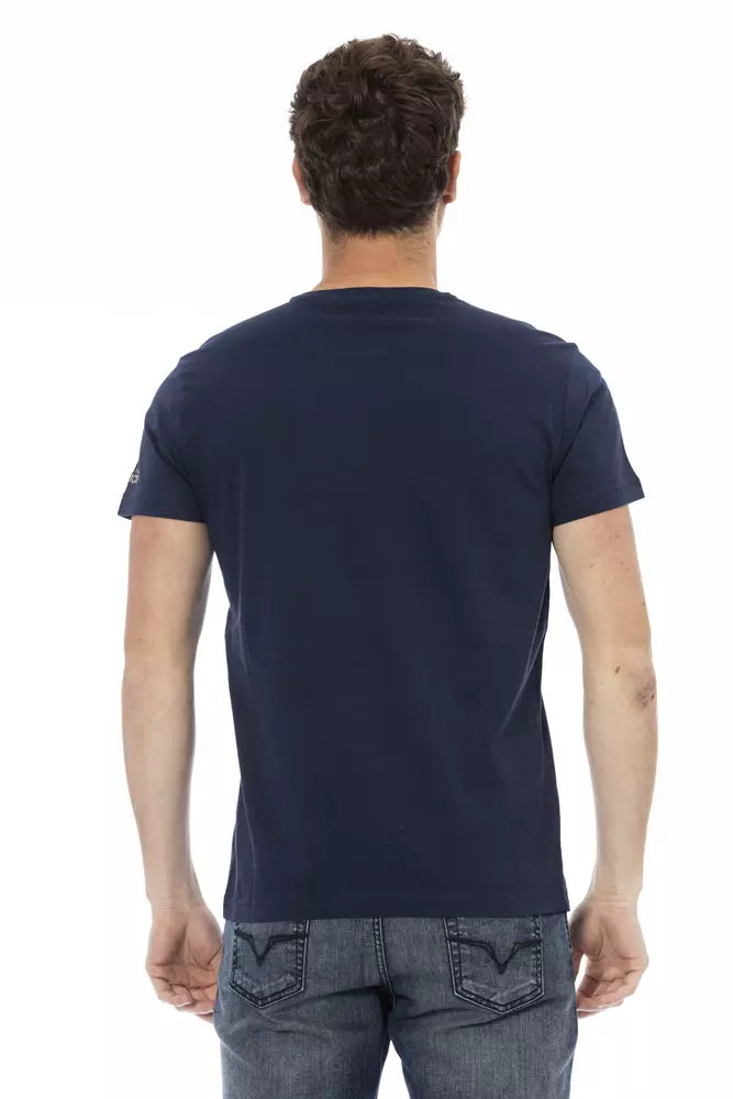 Camiseta de algodón azul para hombre