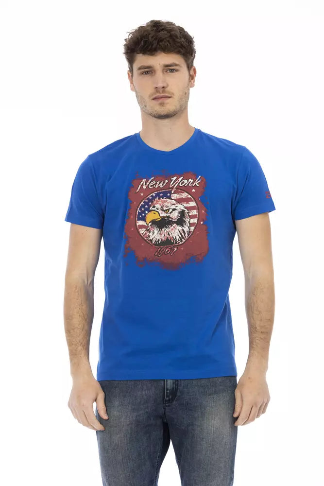 Camiseta de algodón azul para hombre