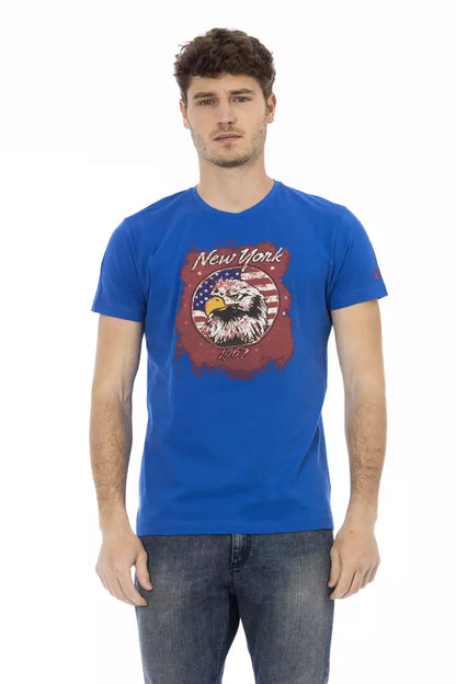 Camiseta de algodón azul para hombre
