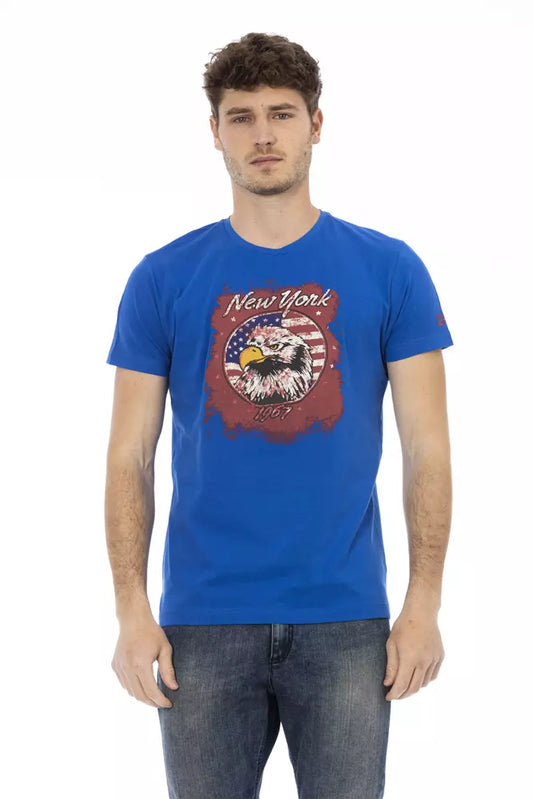 Camiseta de algodón azul para hombre