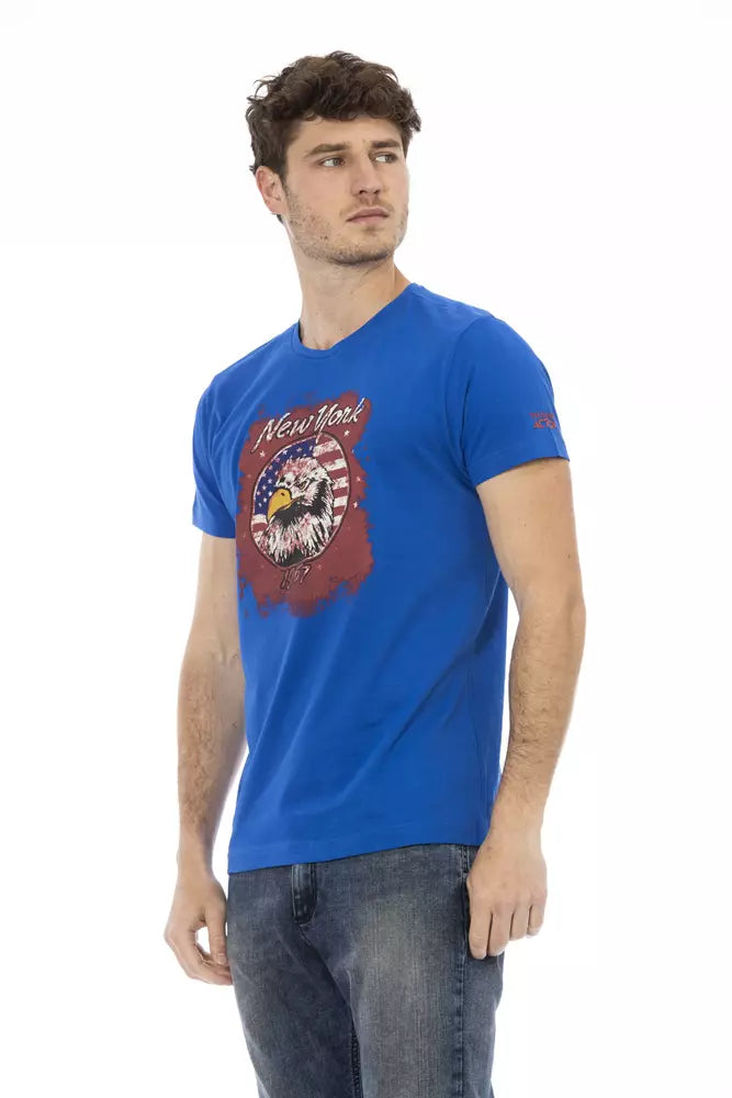 Camiseta de algodón azul para hombre