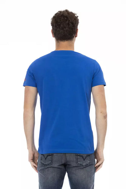 Camiseta de algodón azul para hombre