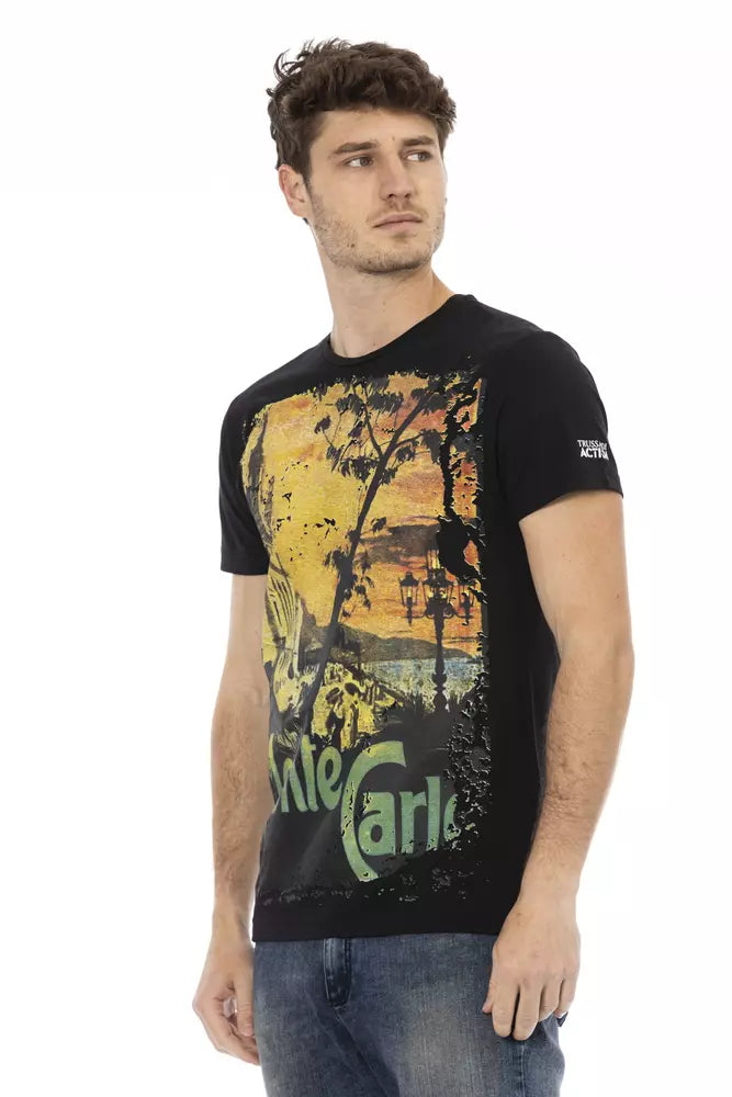 Camiseta de algodón negra para hombre