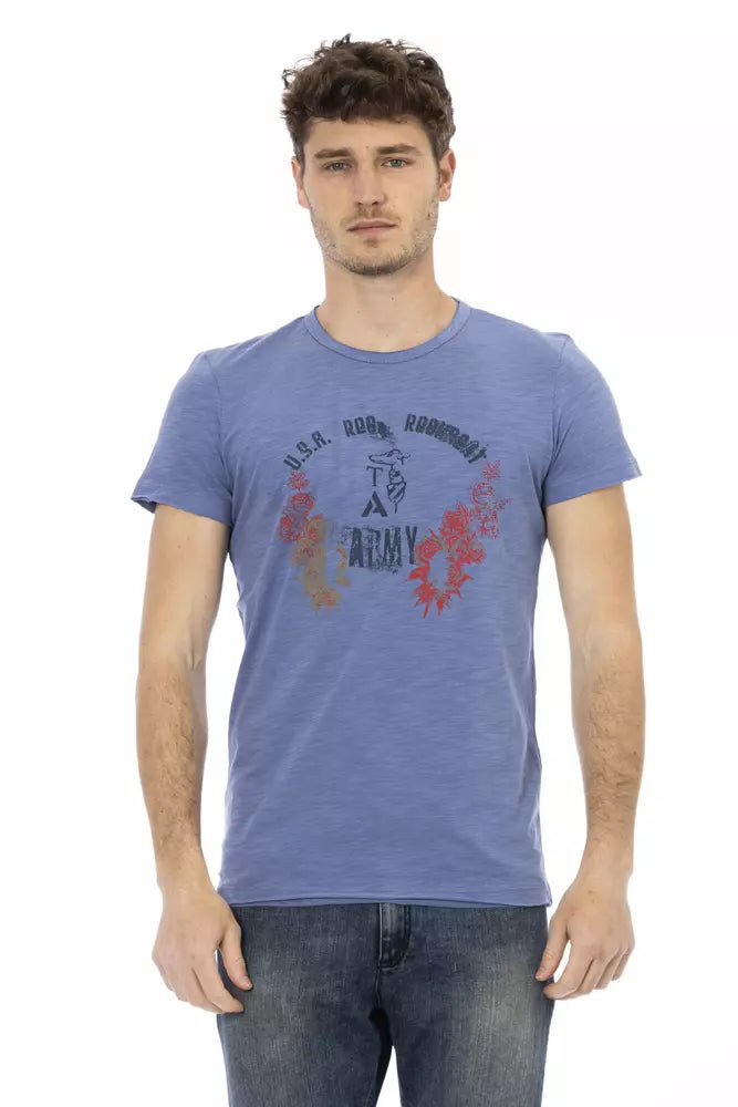 Camiseta de algodón azul para hombre