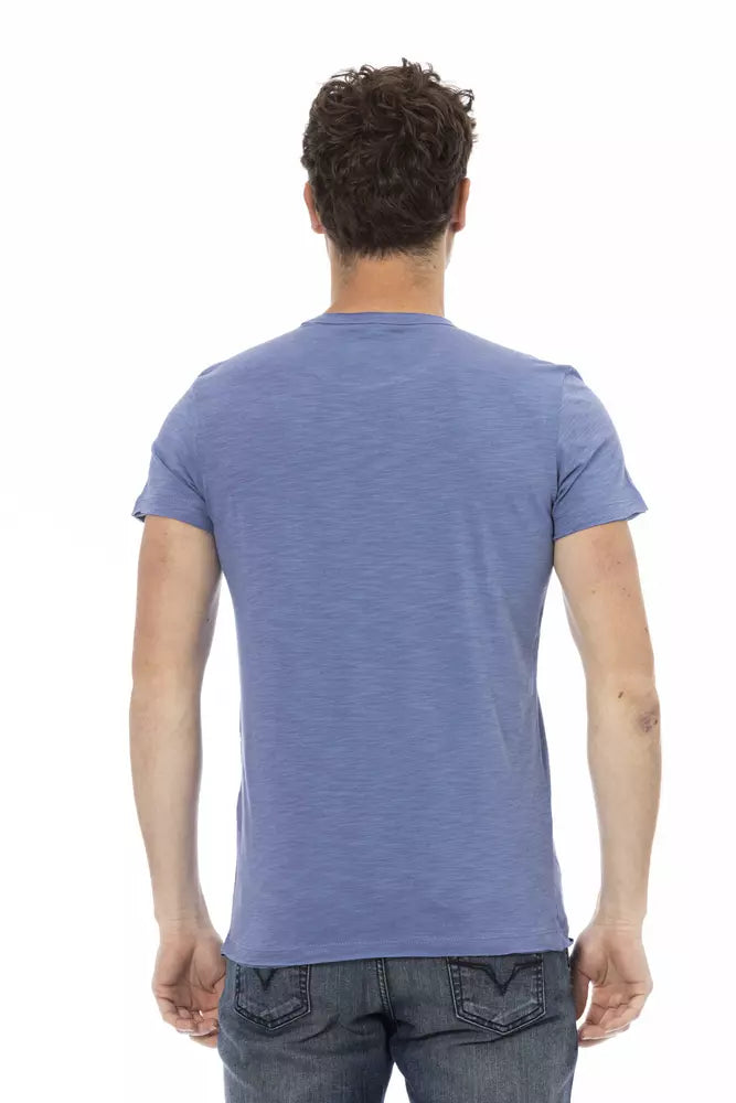 Camiseta de algodón azul para hombre