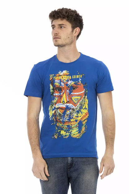 Camiseta de algodón azul para hombre
