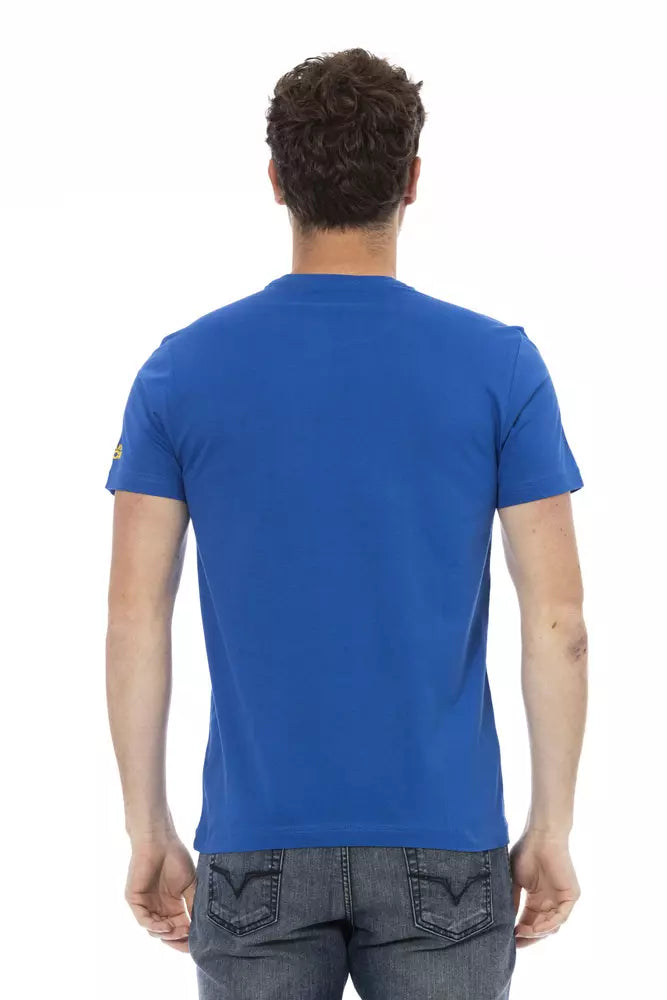 Camiseta de algodón azul para hombre
