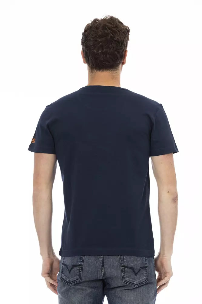 Camiseta de algodón azul para hombre
