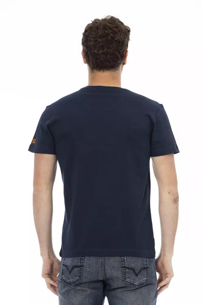 Camiseta de algodón azul para hombre