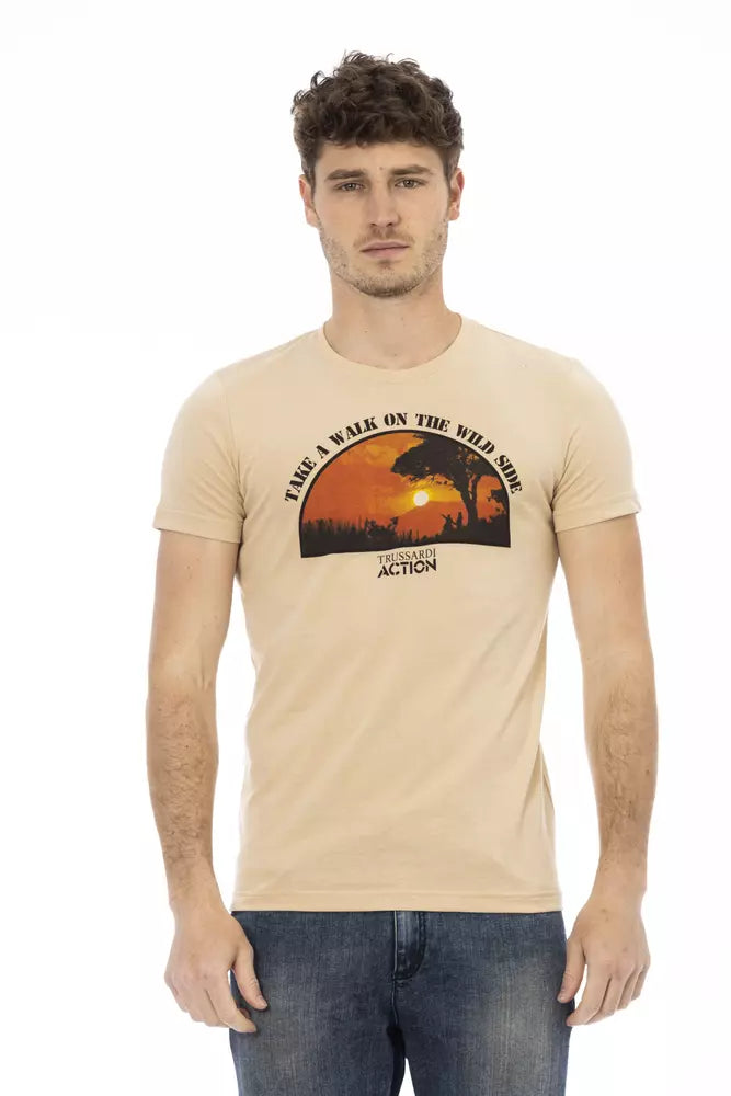 Beiges T-Shirt aus Baumwolle für Herren