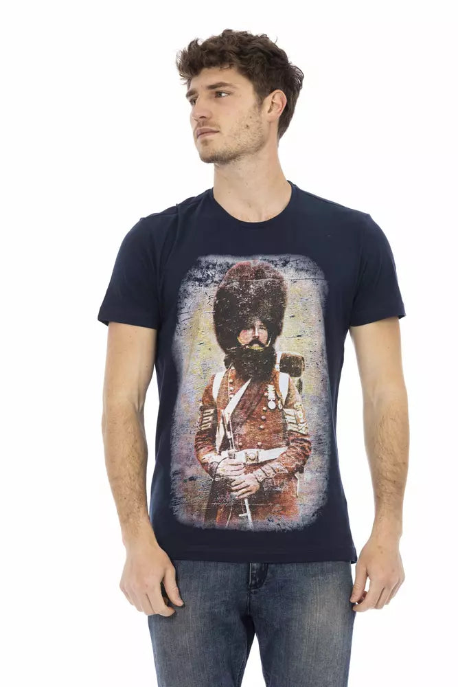 Camiseta de algodón azul para hombre