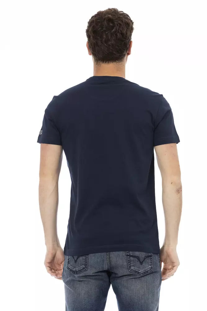 Camiseta de algodón azul para hombre