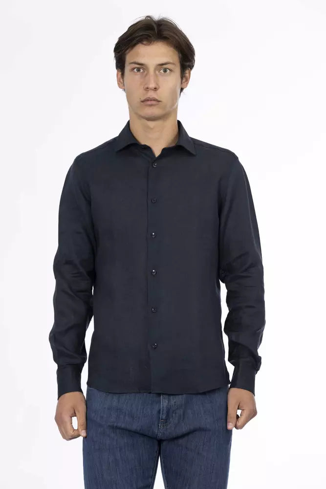 Camisa de lino azul para hombre