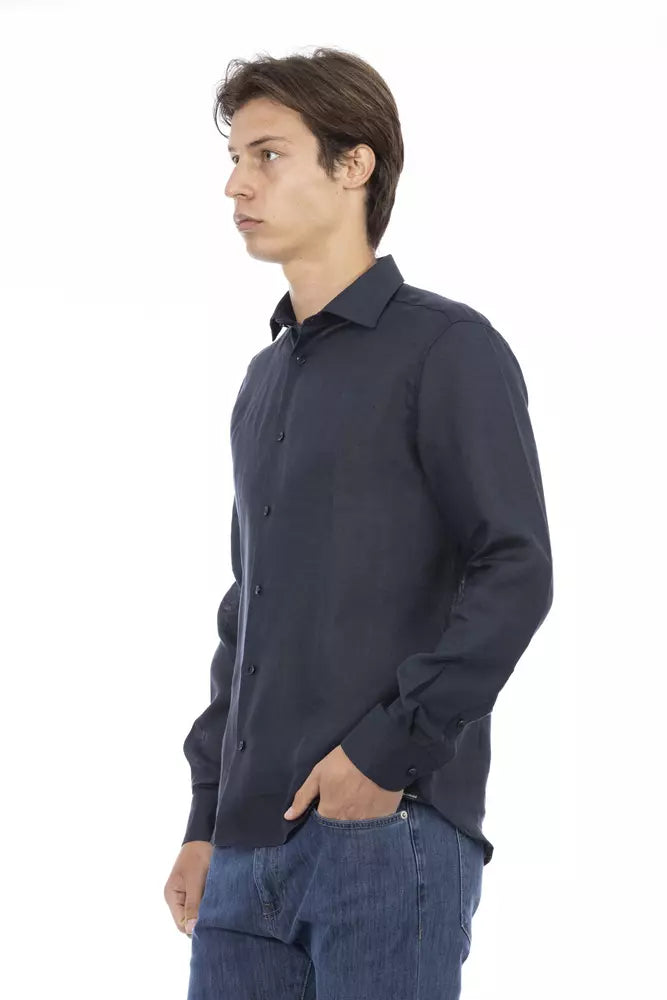 Camisa de lino azul para hombre