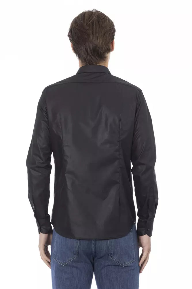 Black Polyester Men Shirt