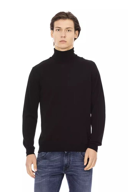 Schwarzer Stoff Herren Pullover