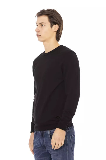 Schwarzer Stoff Herren Pullover