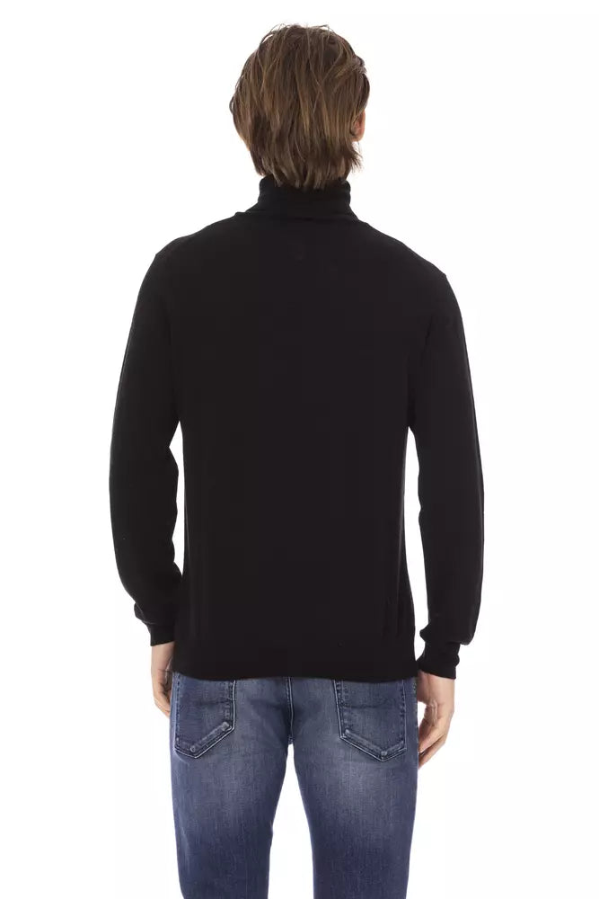 Schwarzer Stoff Herren Pullover