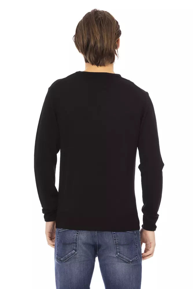 Schwarzer Stoff Herren Pullover