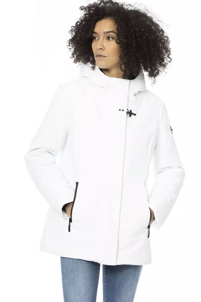 Weiße Polyester Damenjacke