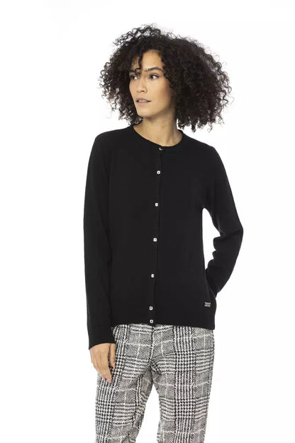 Schwarzer Wollpullover für Damen