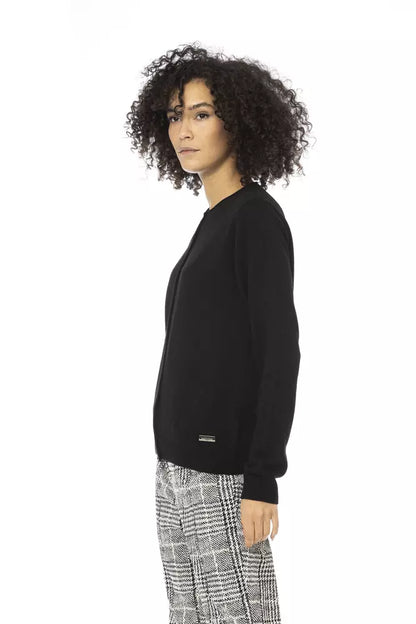 Schwarzer Wollpullover für Damen