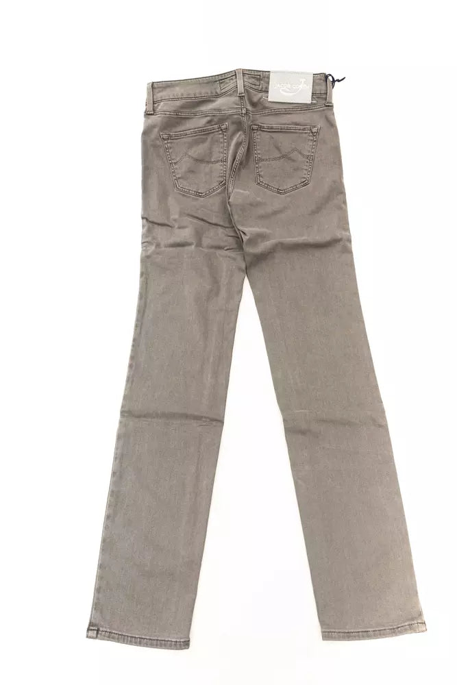Gray Cotton Women Jeans