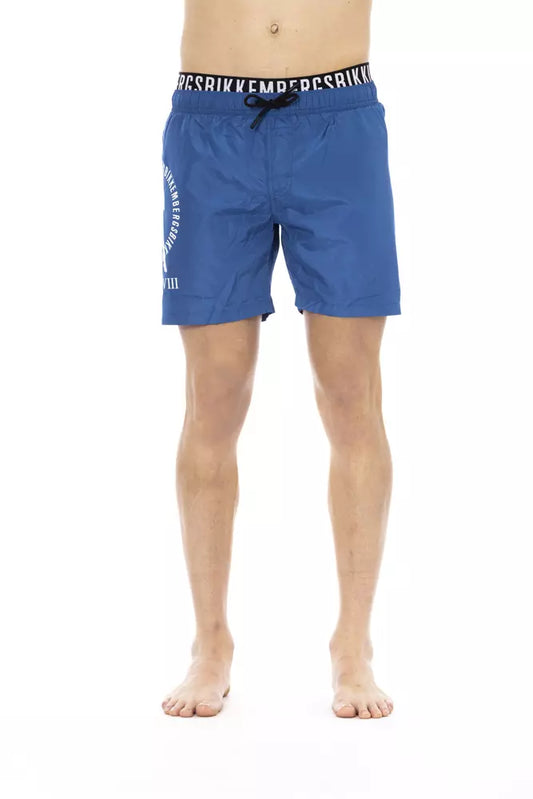 Blue Polyester Men Swim Short