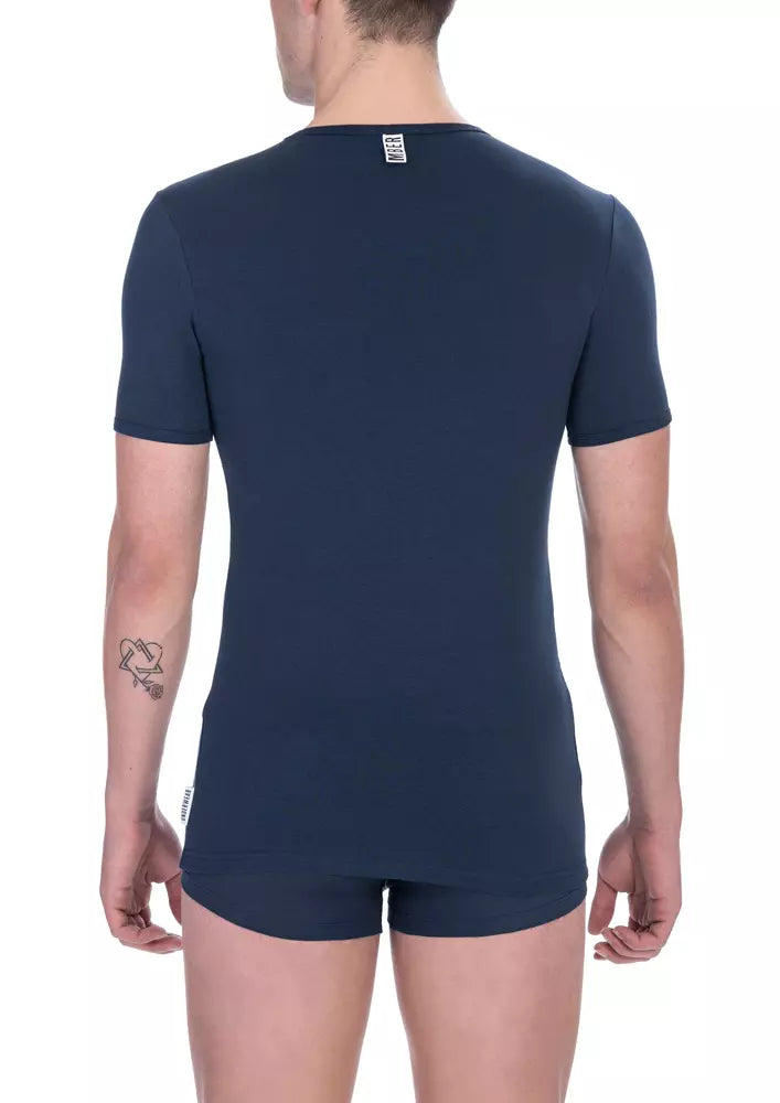 Camiseta de algodón azul para hombre